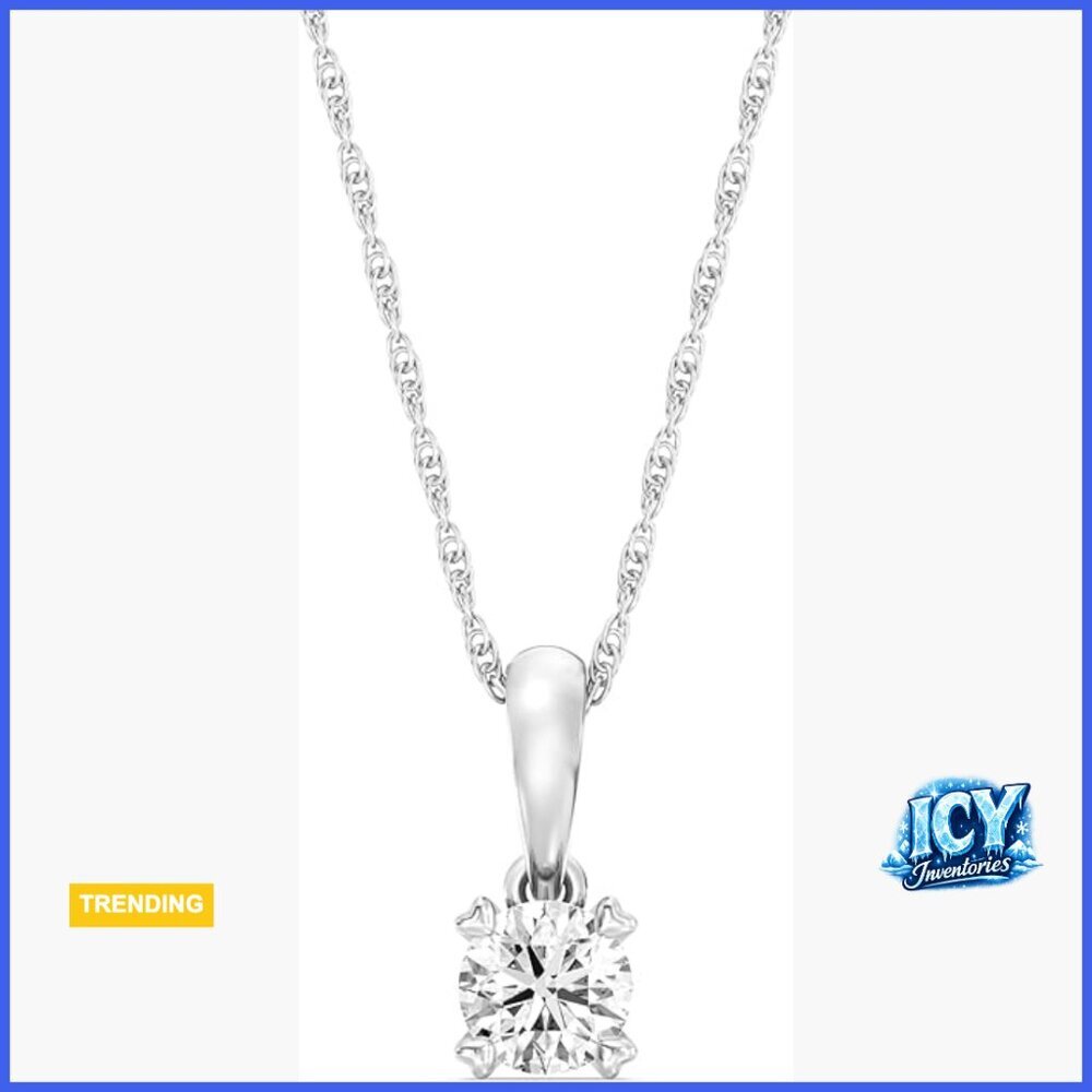 Lab-Grown Diamond Pendant Necklace, Sterling Silver with 14KT Gold Plated Silver